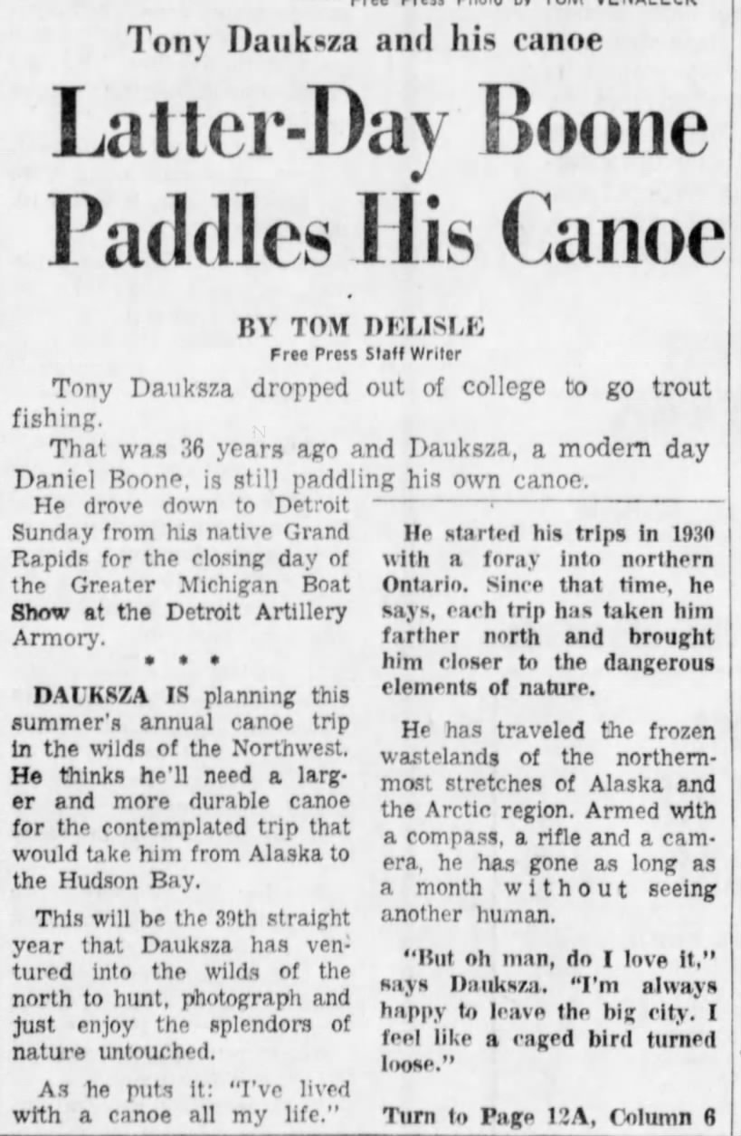 Latter-Day Boone Paddles His Canoe