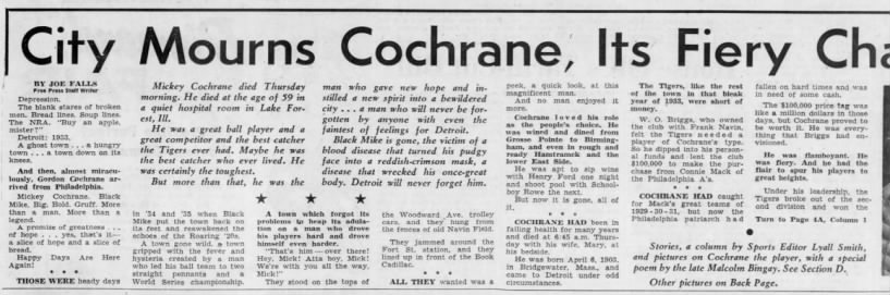 City Mourns Cochrane, Its Fiery Champ