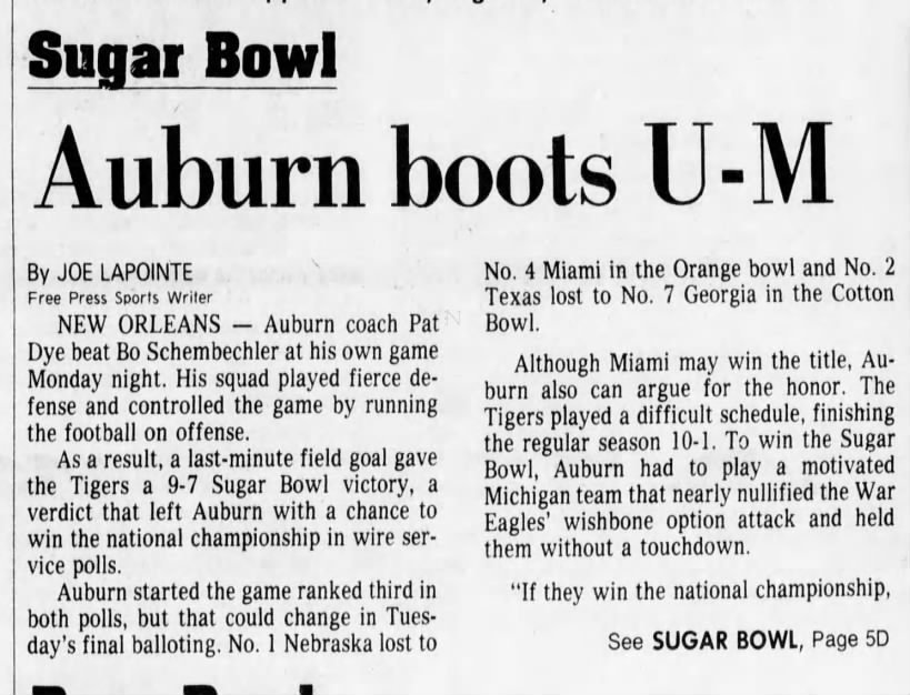 Sugar Bowl: Auburn boots U-M