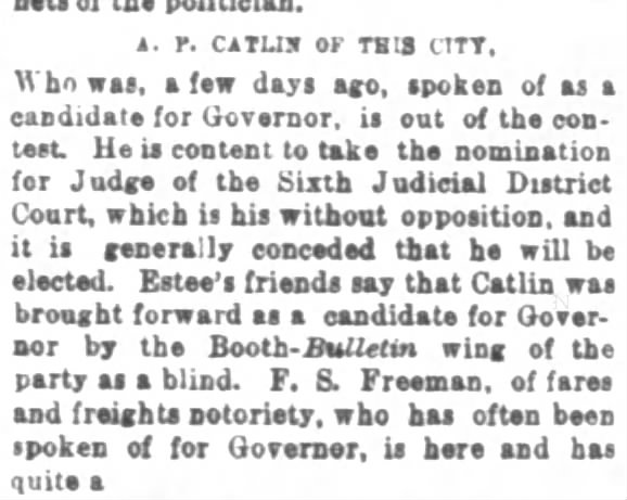 Catlin candidate Governor 6/22/1875