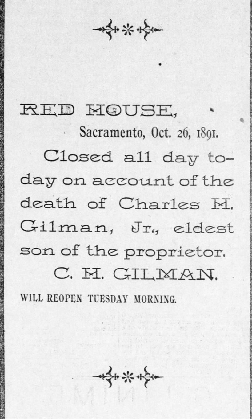 Red House Close, Charles H. Gliman, Jr. funeral 1891