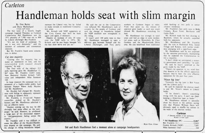 Handleman holds seat with slim margin