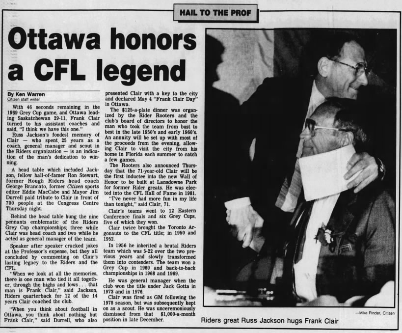 Ottawa honors a CFL legend