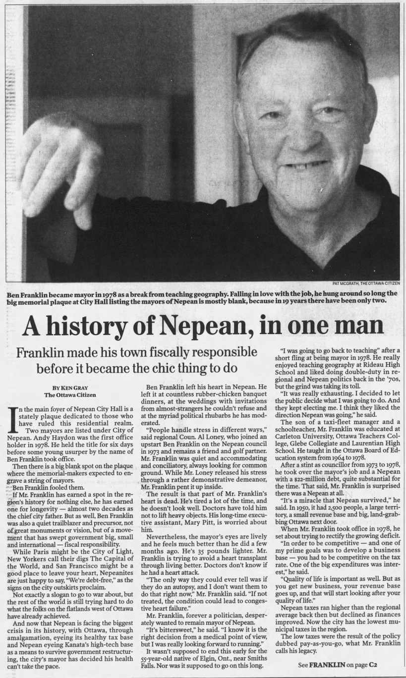A history of Nepean, in one man