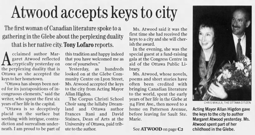 Atwood accepts keys to city
