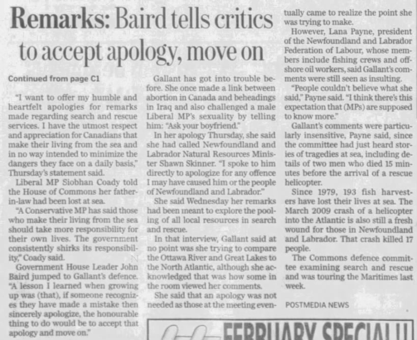 Remarks: Baird tells critics to accept apology, move on
