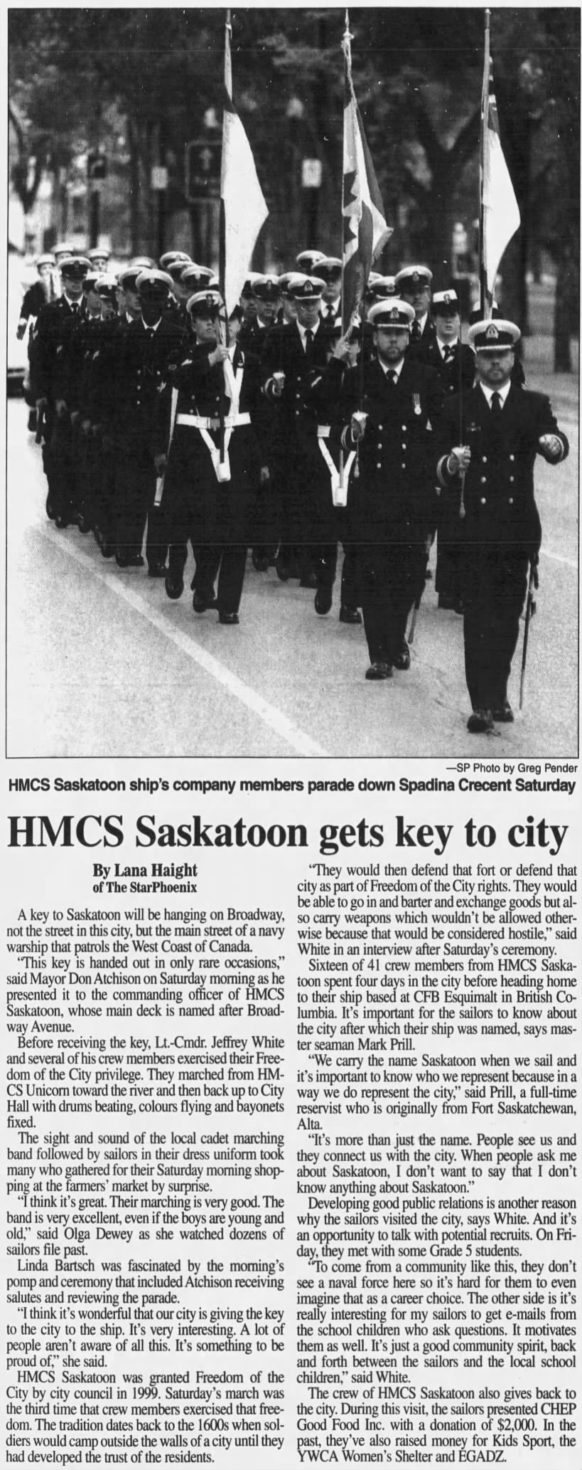 HCMS Saskatoon gets key to city