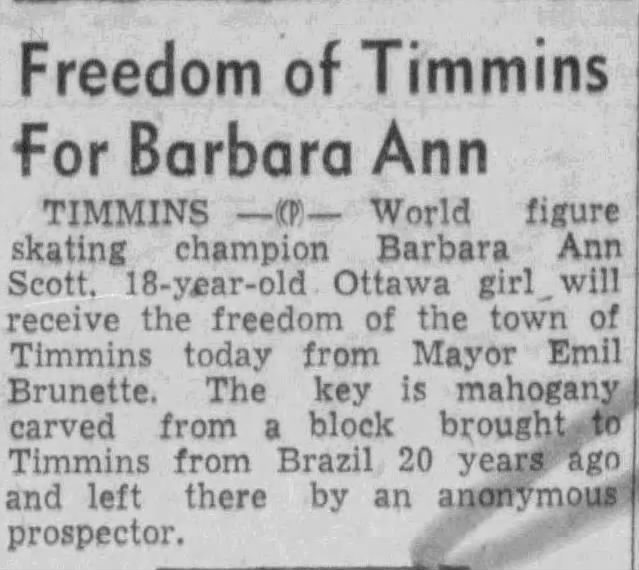 Freedom of Timmins for Barbara Ann