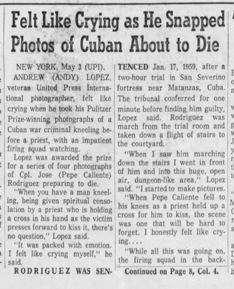 Felt Like Crying as He Snapped Photos of Cuban About to Die