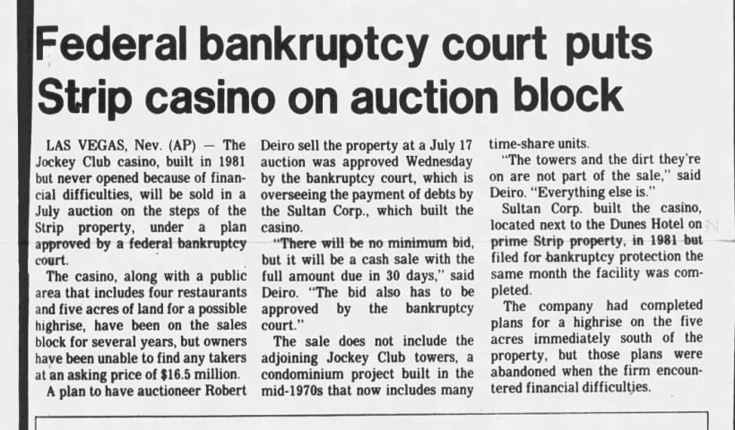 Federal bankruptcy court puts Strip casino on auction block