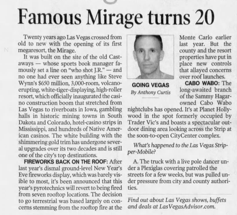 Famous Mirage turns 20