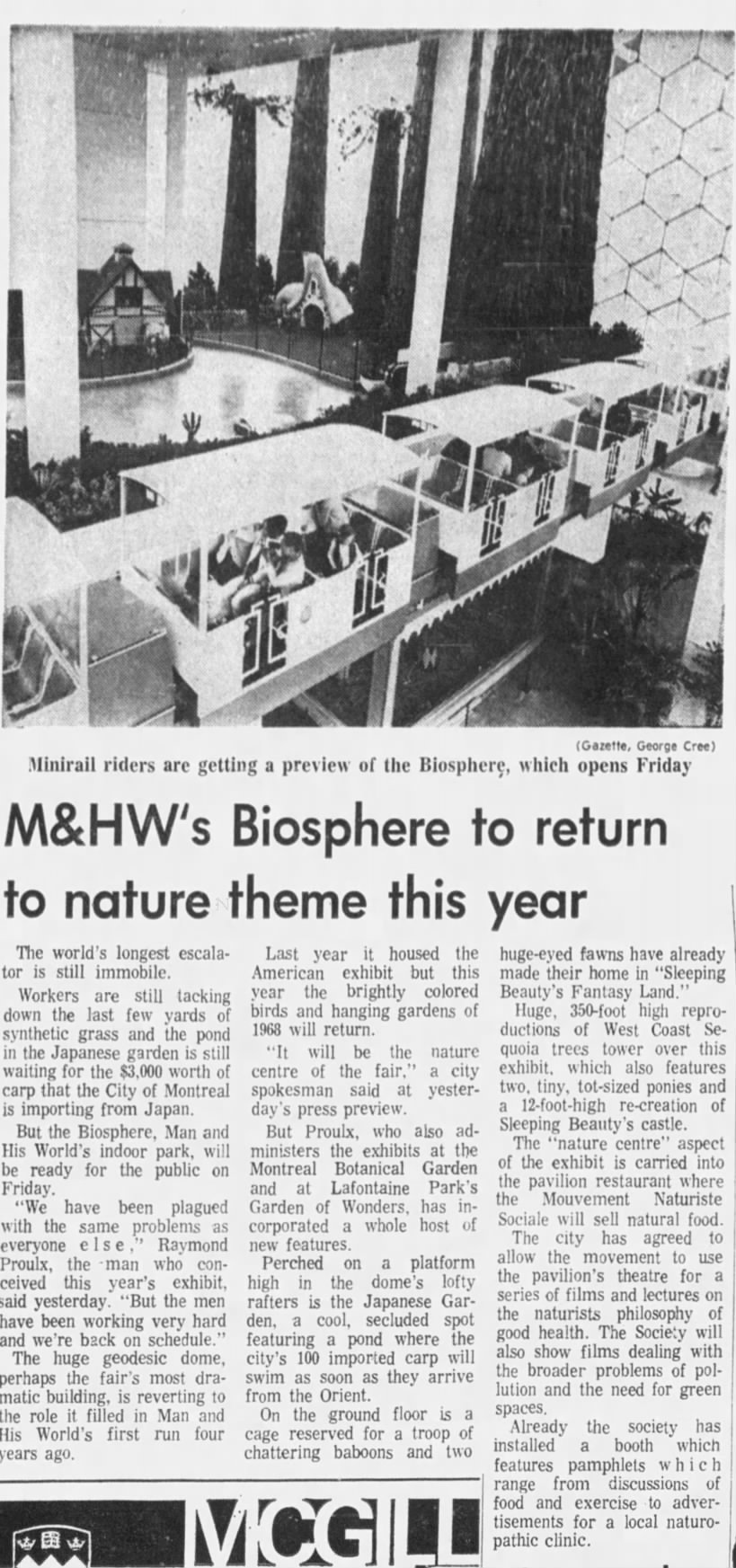 M&HW's Biosphere to return to nature theme this year