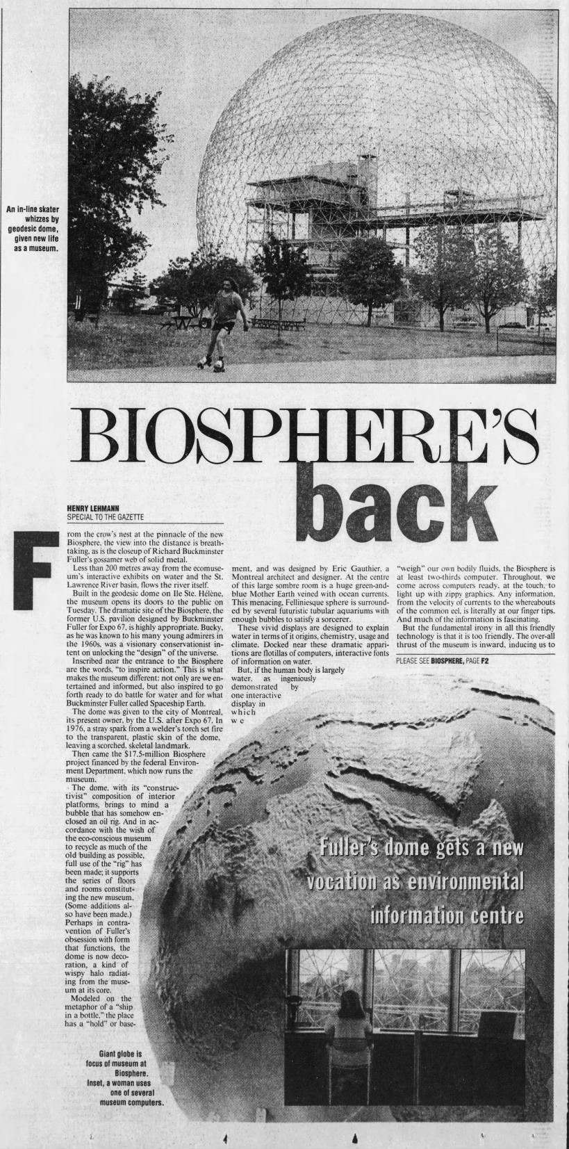 Biosphere's back