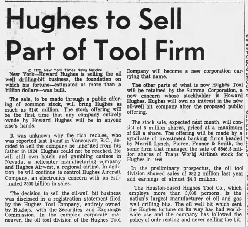 Hughes to Sell Part of Tool Firm
