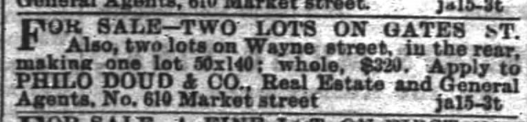 1869: Lots on Gates and Wayne (Ellsworth)