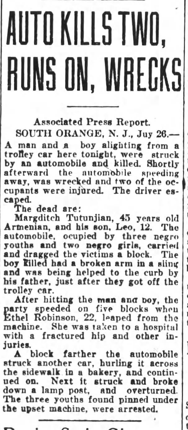 Tutunjian automobile hit and run deaths