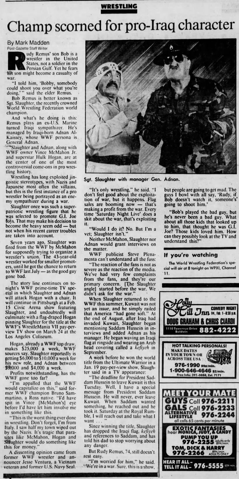 Sgt. Slaughter's dad talks to Mark Madden about Iraq heat (2/1/1991)