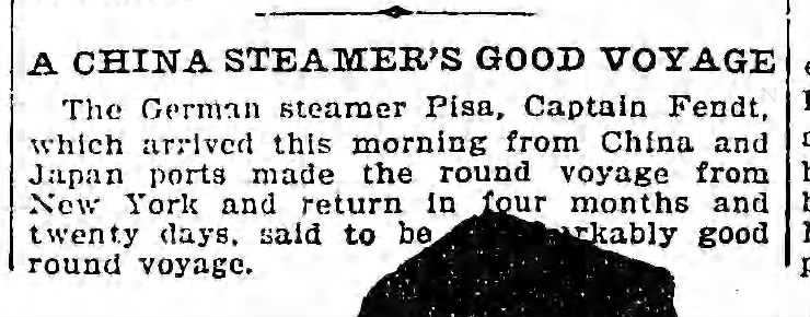 1899 - A China Steamer's good voyage
