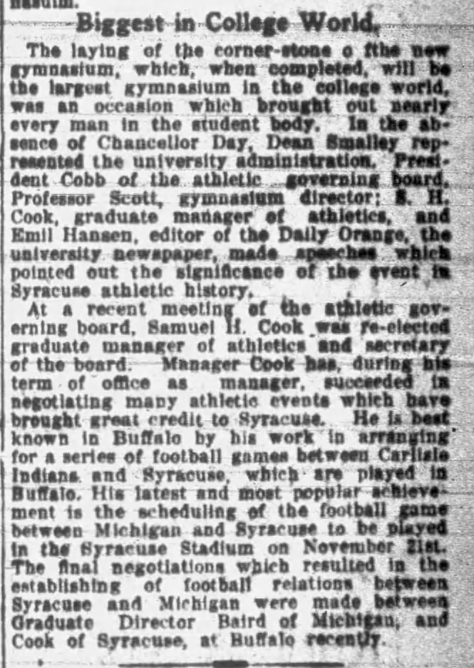 Archbold Gymnasium Syracuse University Opens 1908