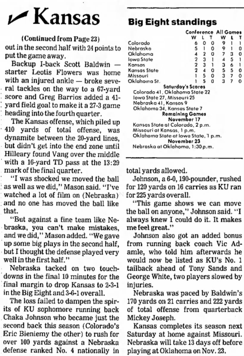 1990 Nebraska-Kansas football, Salina Journal, part 2