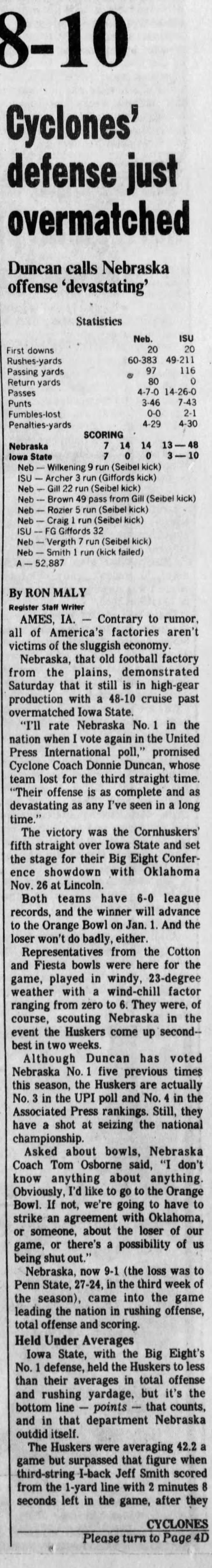 1982 Nebraska-ISU part 1 Register