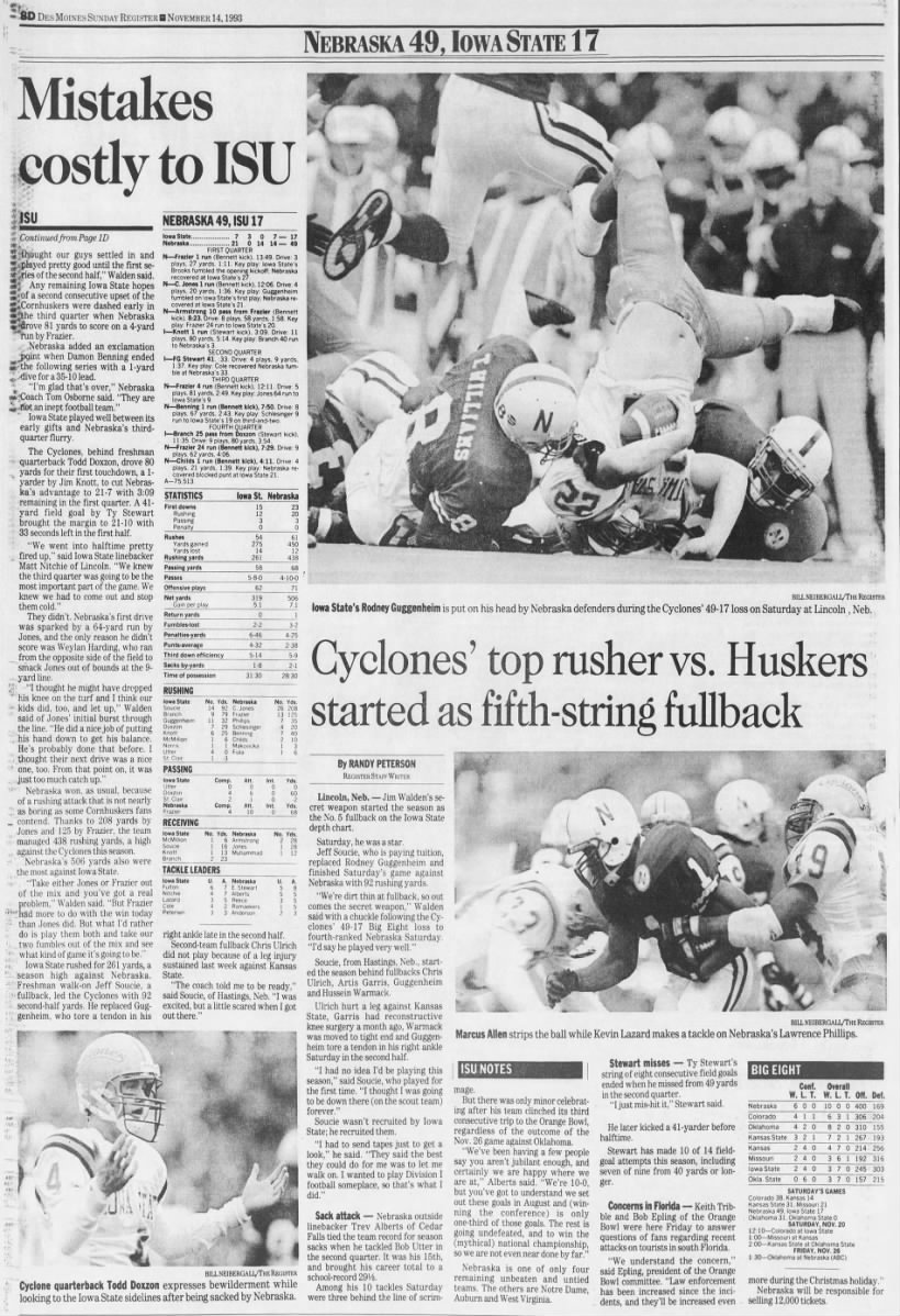 1993 Nebraska-Iowa State football DMR2