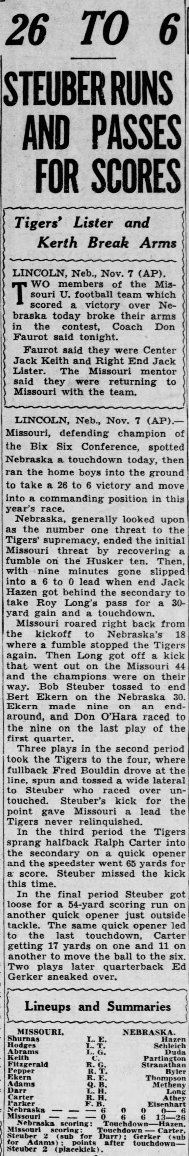 1942 Nebraska-Missouri AP