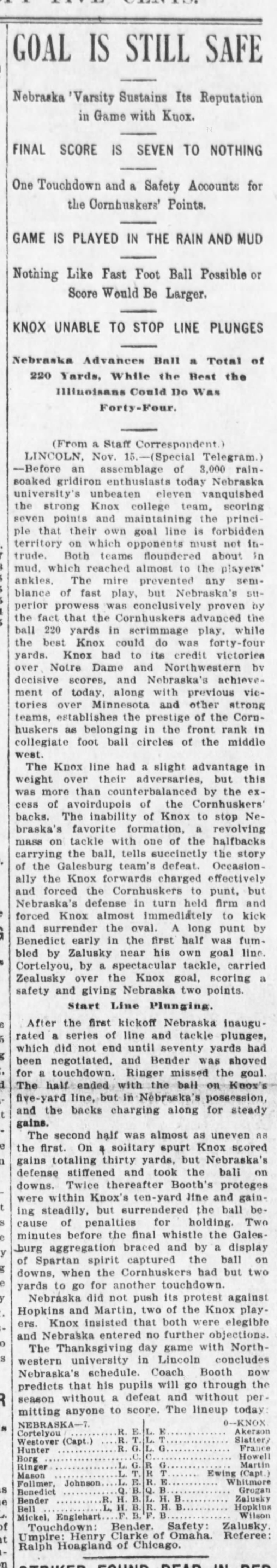 1902 Nebraska-Knox football Omaha Bee