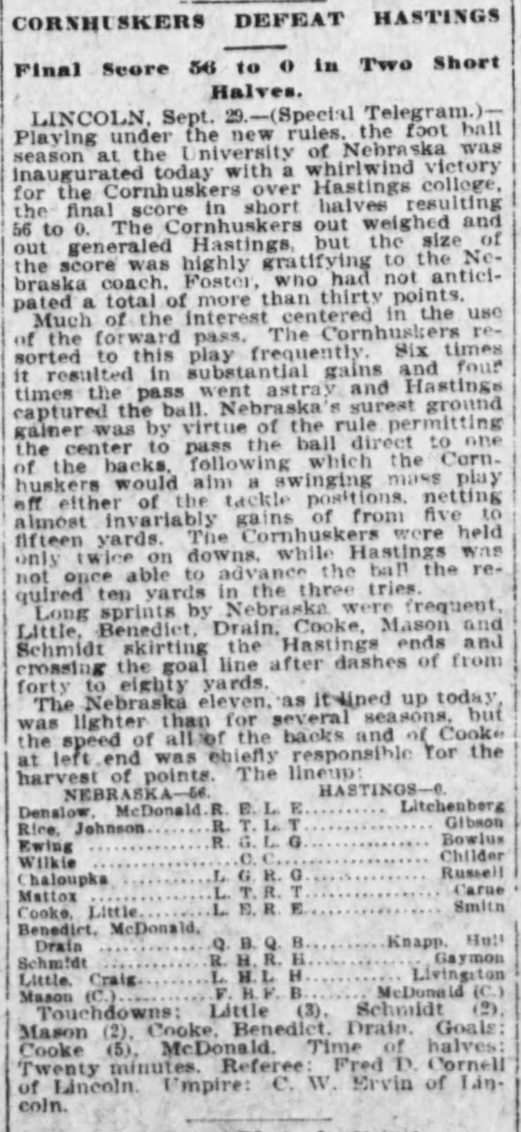 1906 Nebraska vs Hastings football