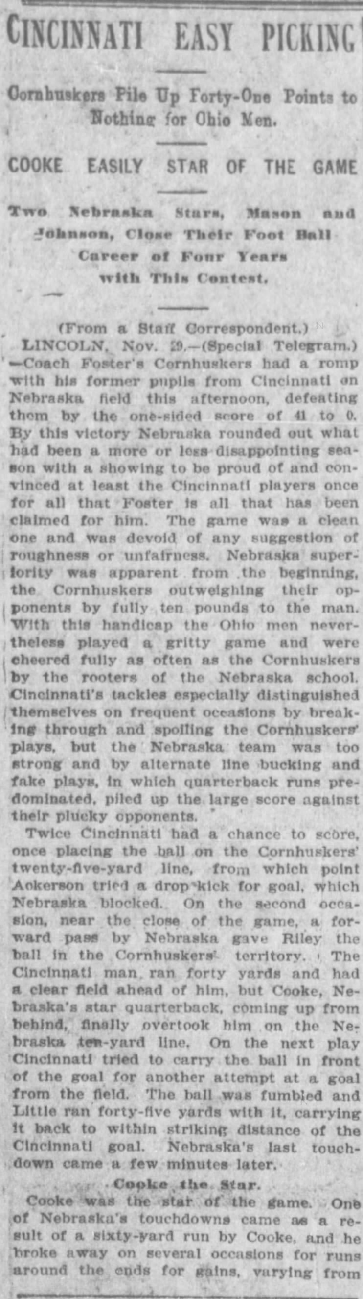 1906 Nebraska-Cincy football part 1