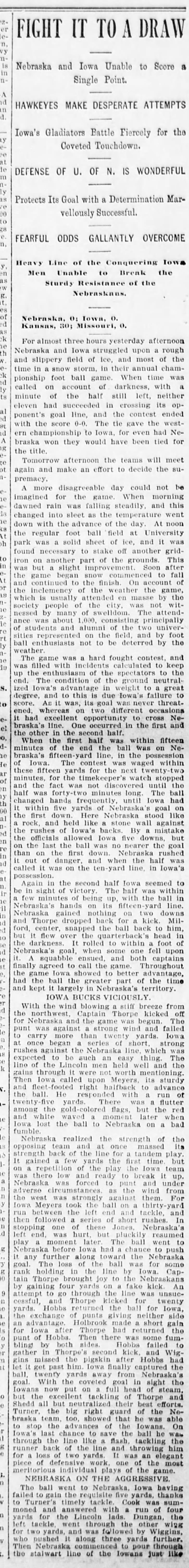 1896 Nebraska Iowa football Omaha Bee 1