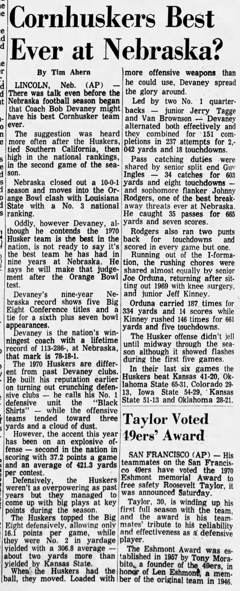 1970.12.20 Best ever at Nebraska?