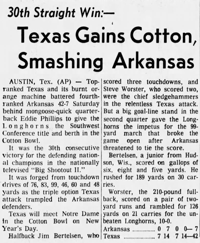 1970 Texas-Arkansas football