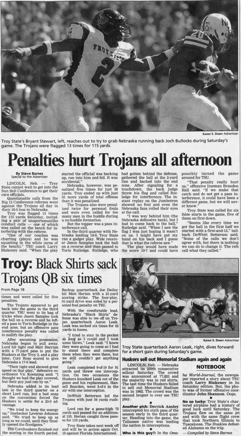 2003 Nebraska-Troy State football, MA2