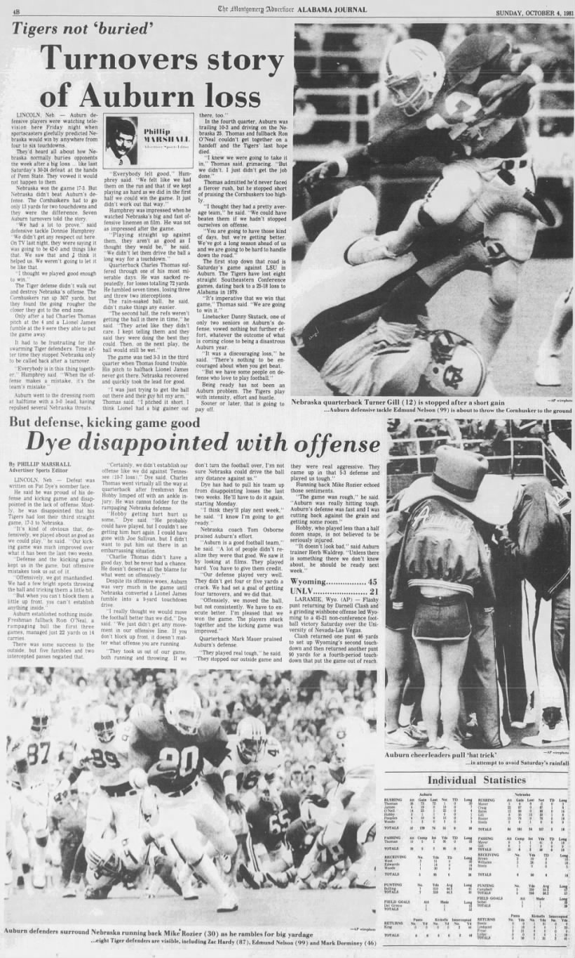 1981 Nebraska-Auburn football