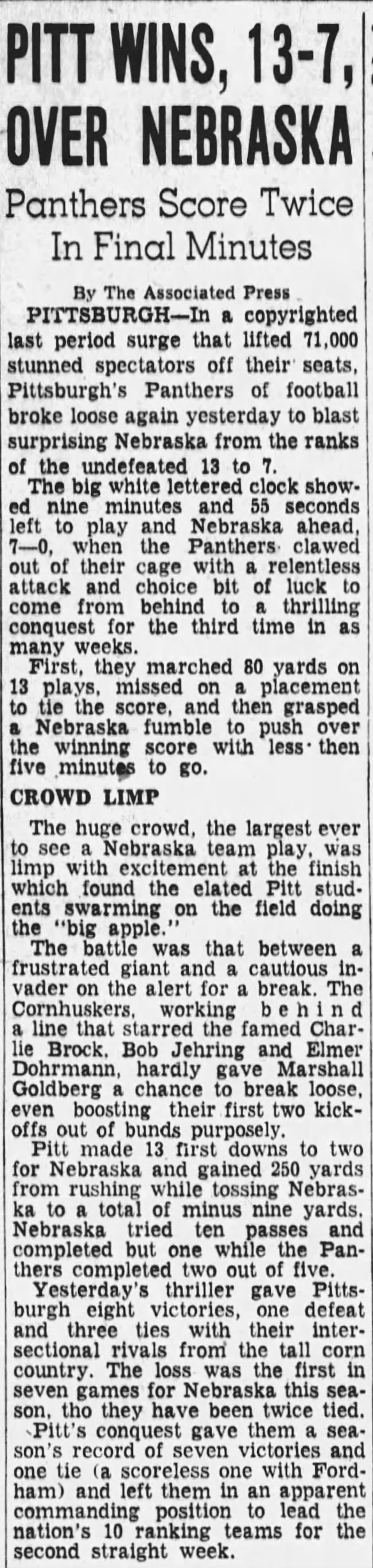 1937 Nebraska-Pitt football AP
