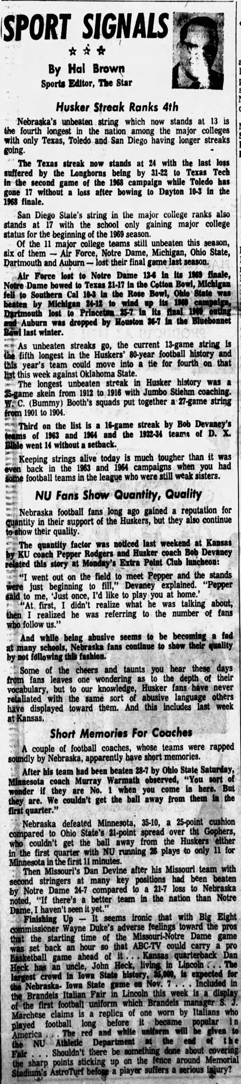 1970.10 Hal Brown column, postgame Kansas