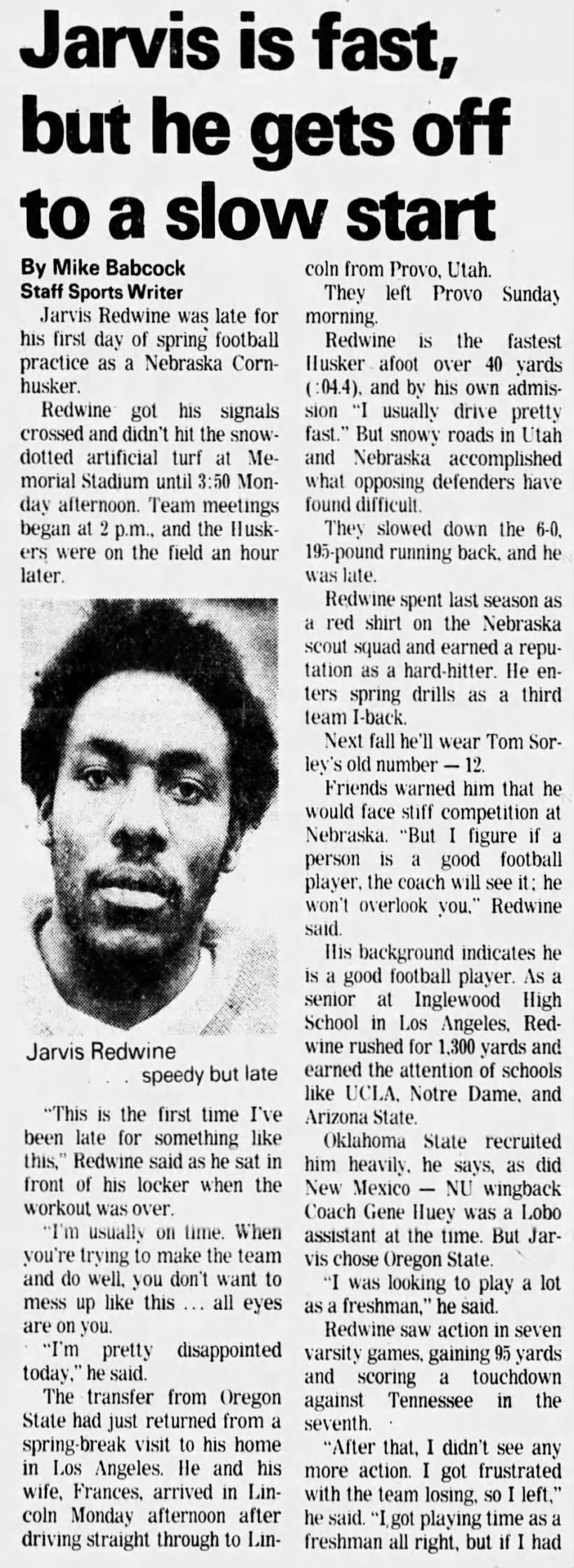 1979 Nebraska football spring practice begins