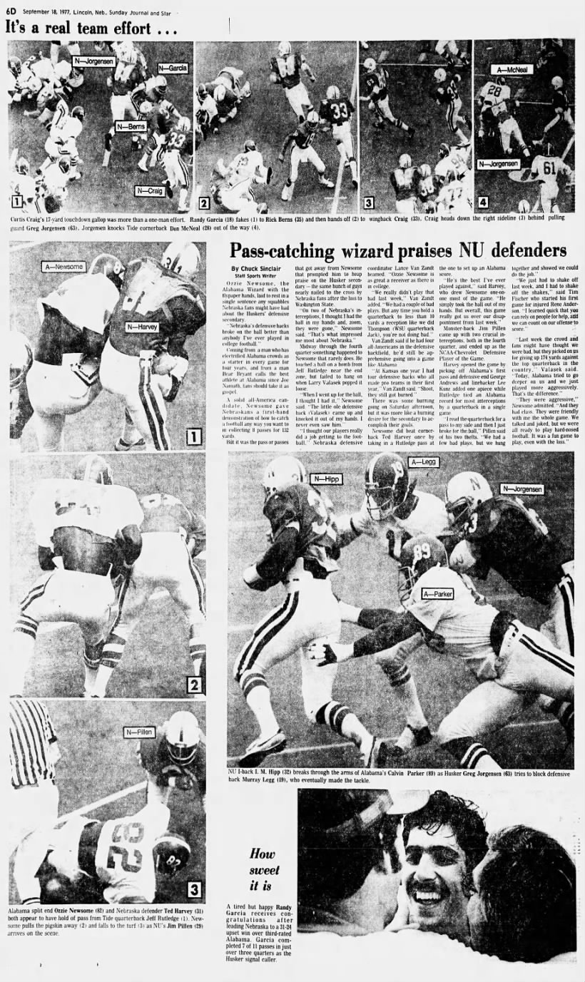 1977 Nebraska-Alabama football, LJS2