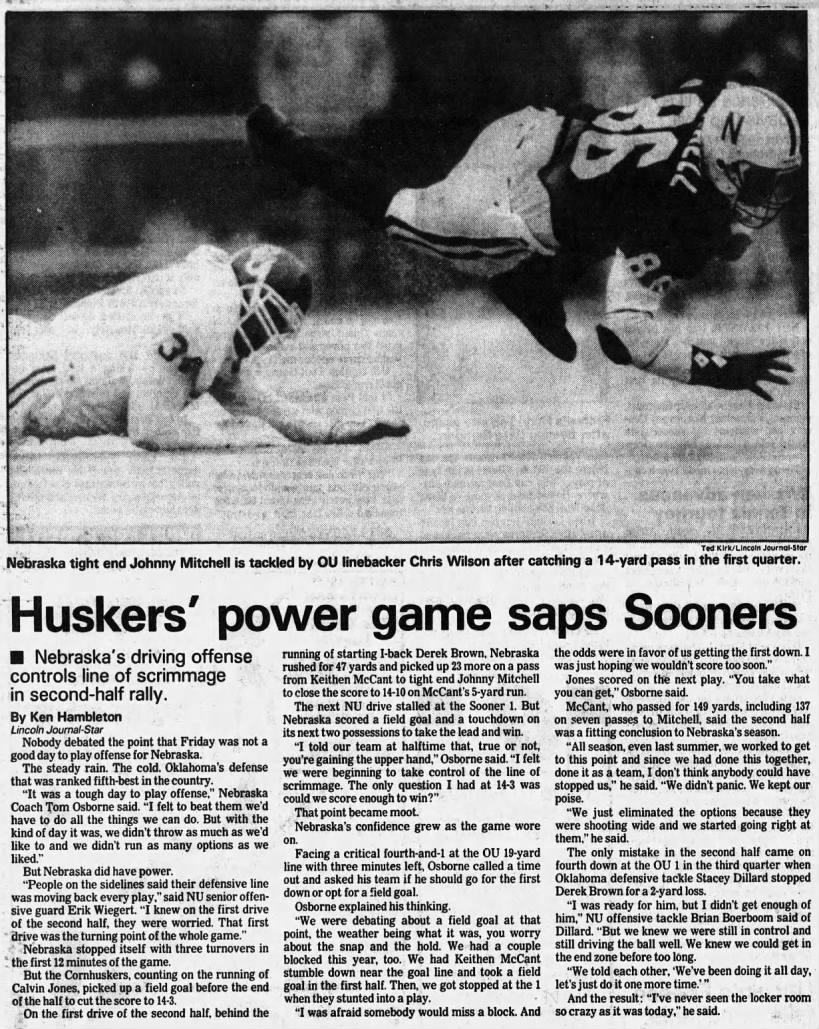 1991 Nebraska-Oklahoma LJS offense