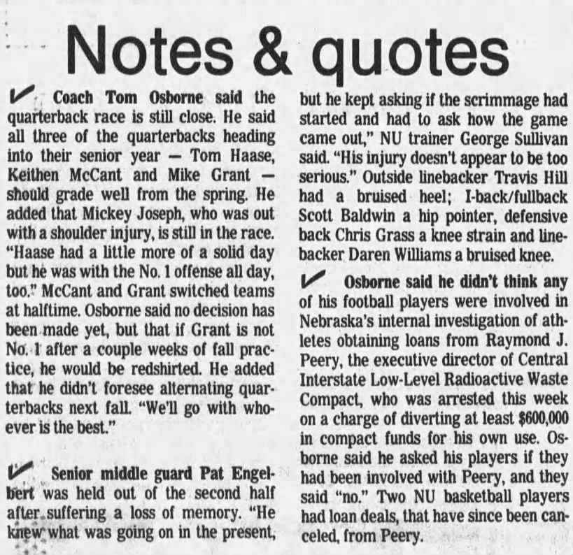 1991 Nebraska spring game notes
