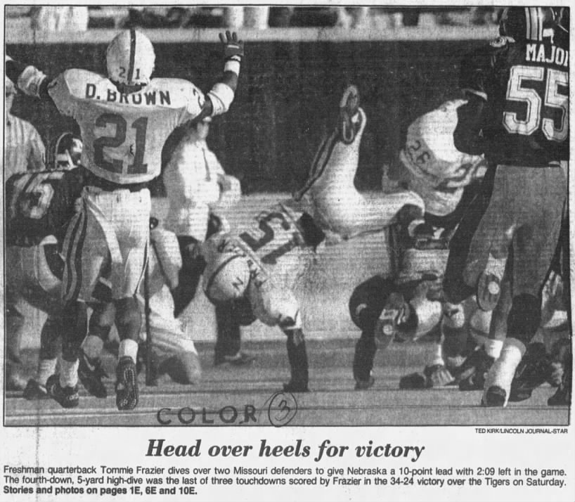 1992 Nebraska-Missouri football Tommie Frazier TD photo