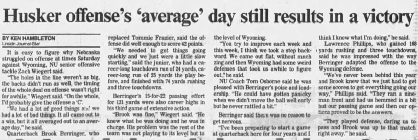 1994 Nebraska-Wyoming LJS offense