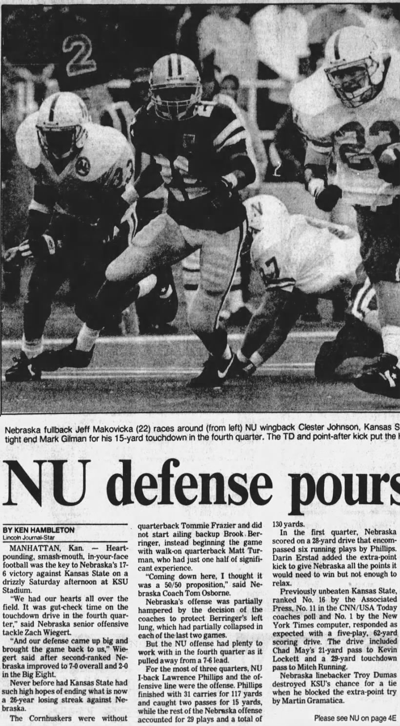 1994 Nebraska-Kansas State, LJS1