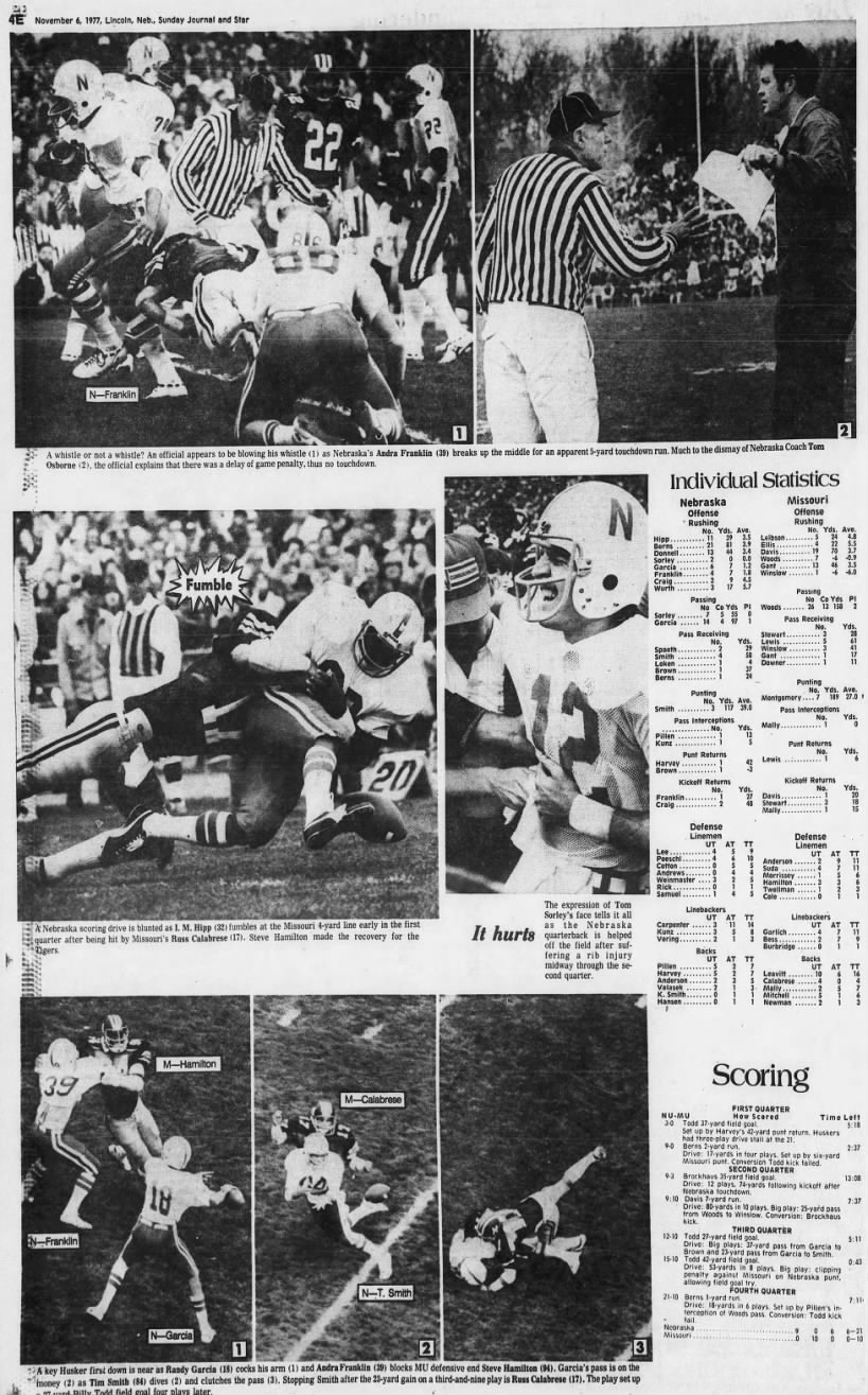 1977 Nebraska-Missouri football LJS2
