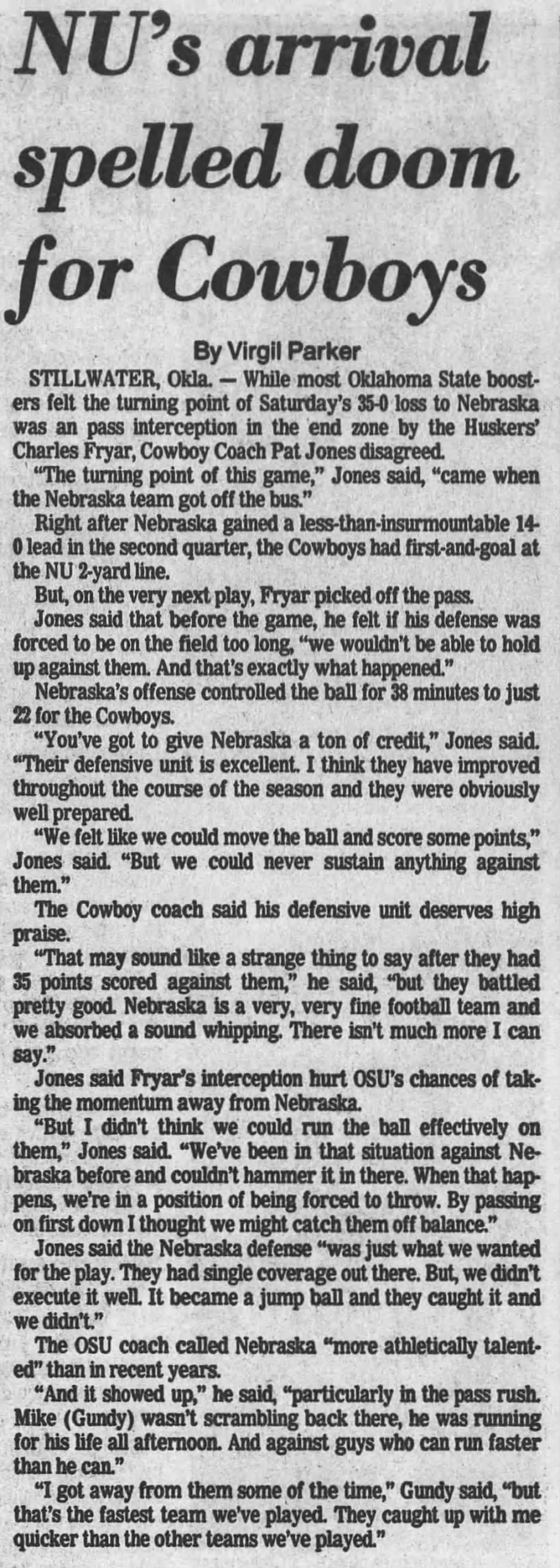 1987 Nebraska-Oklahoma State football, LJS3