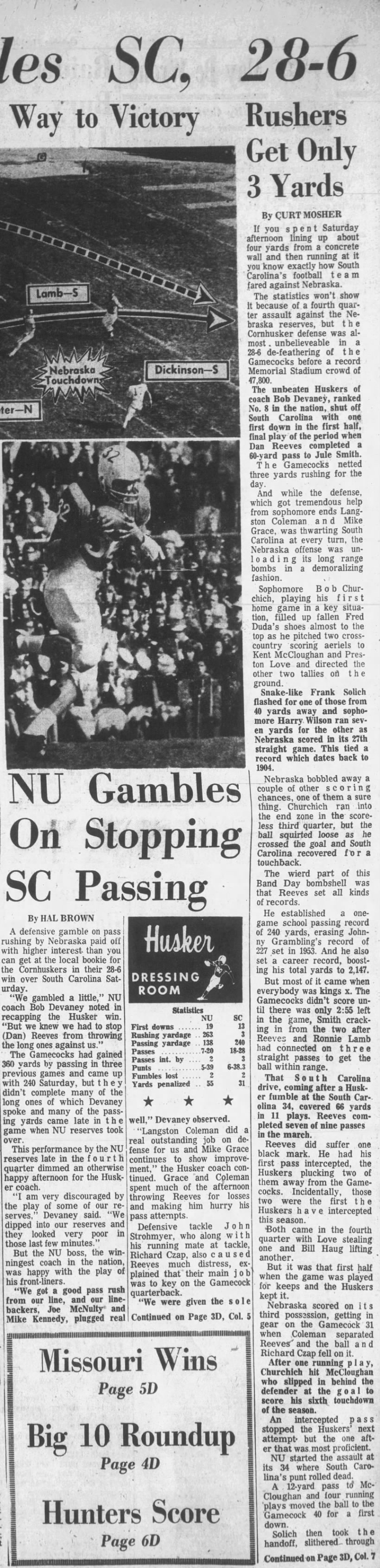 1964 Nebraska-South Carolina football LJS1