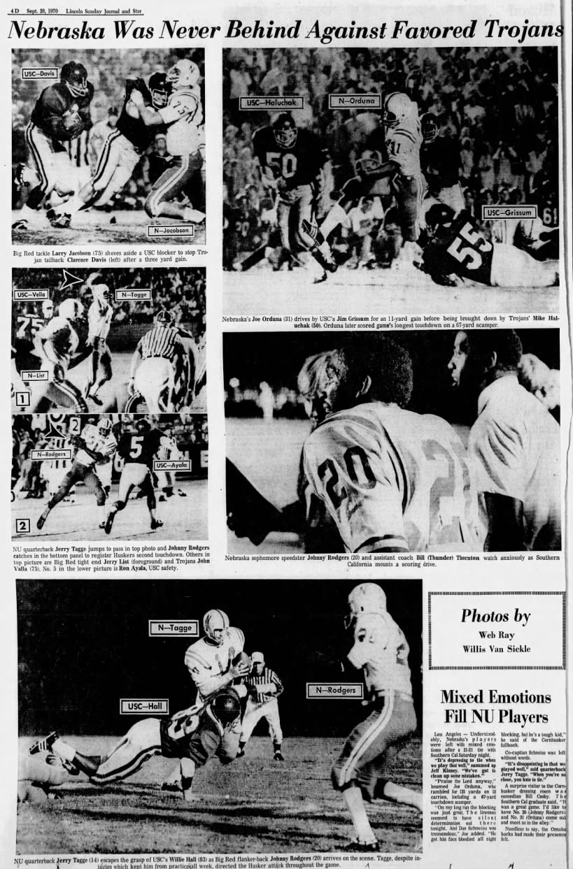 1970 Nebraska-USC football photos