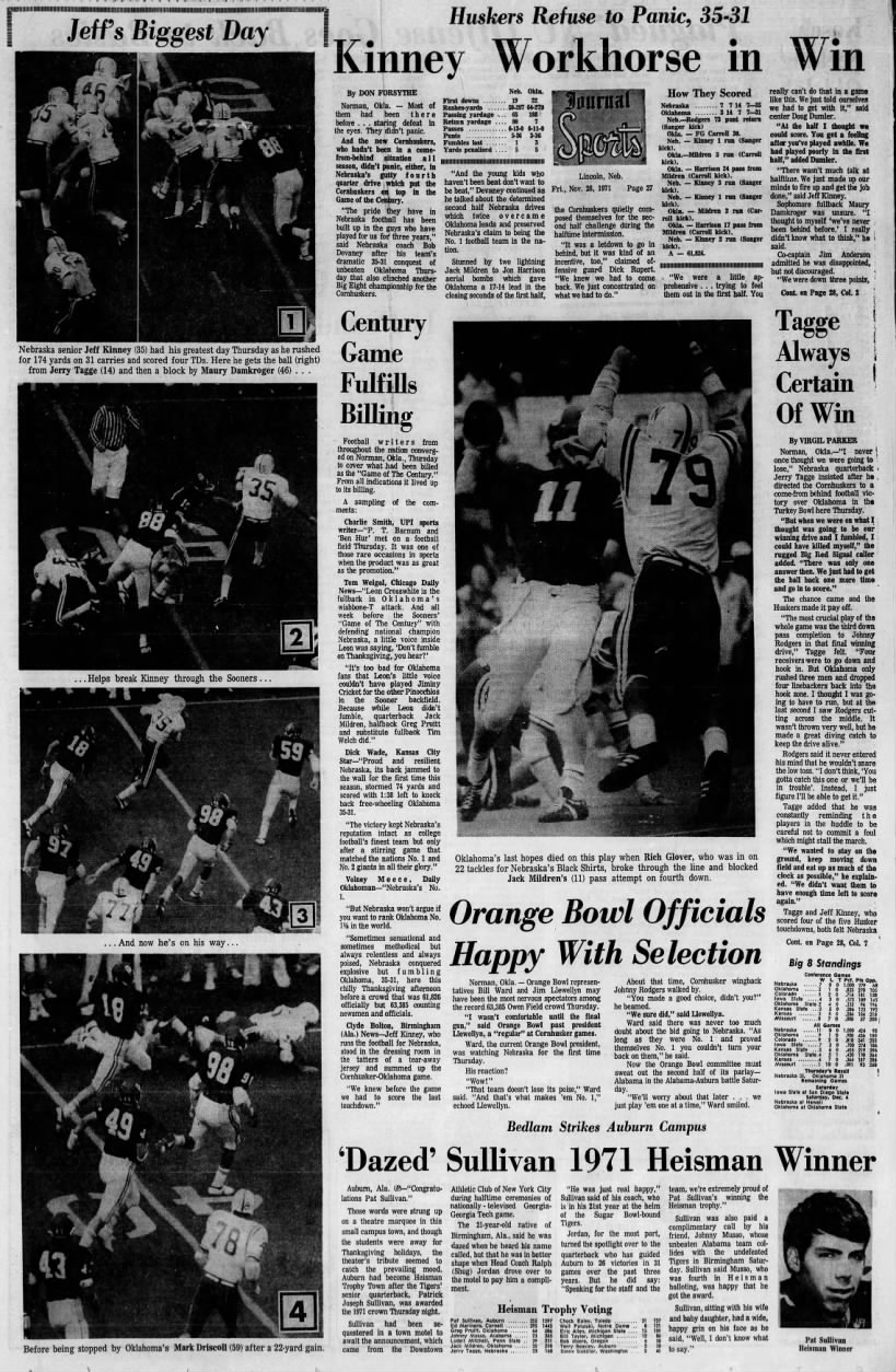 1971 Nebraska-Oklahoma football Journal 1
