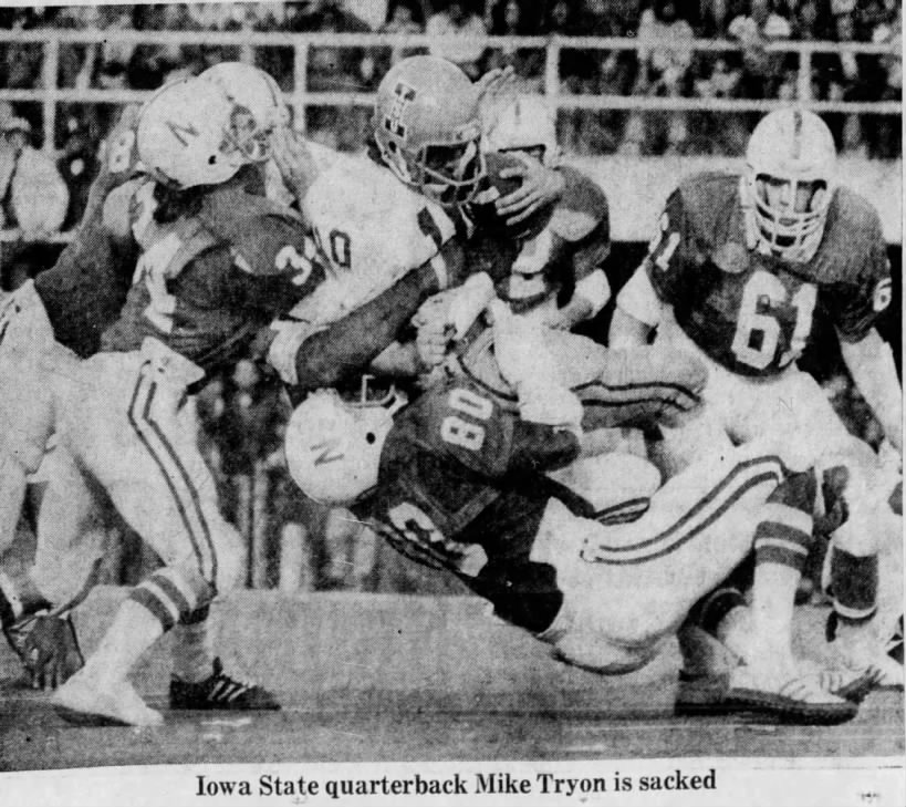 1975 Nebraska-Iowa State football QB sack